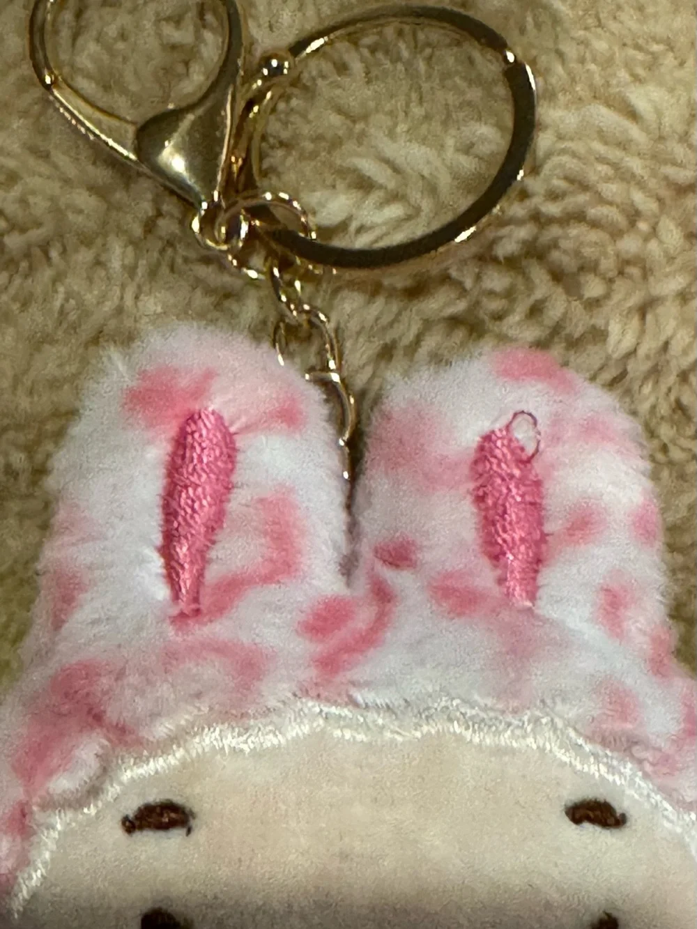 Plush Pink Leopard Bunny Kids Pajama Plush Keychain